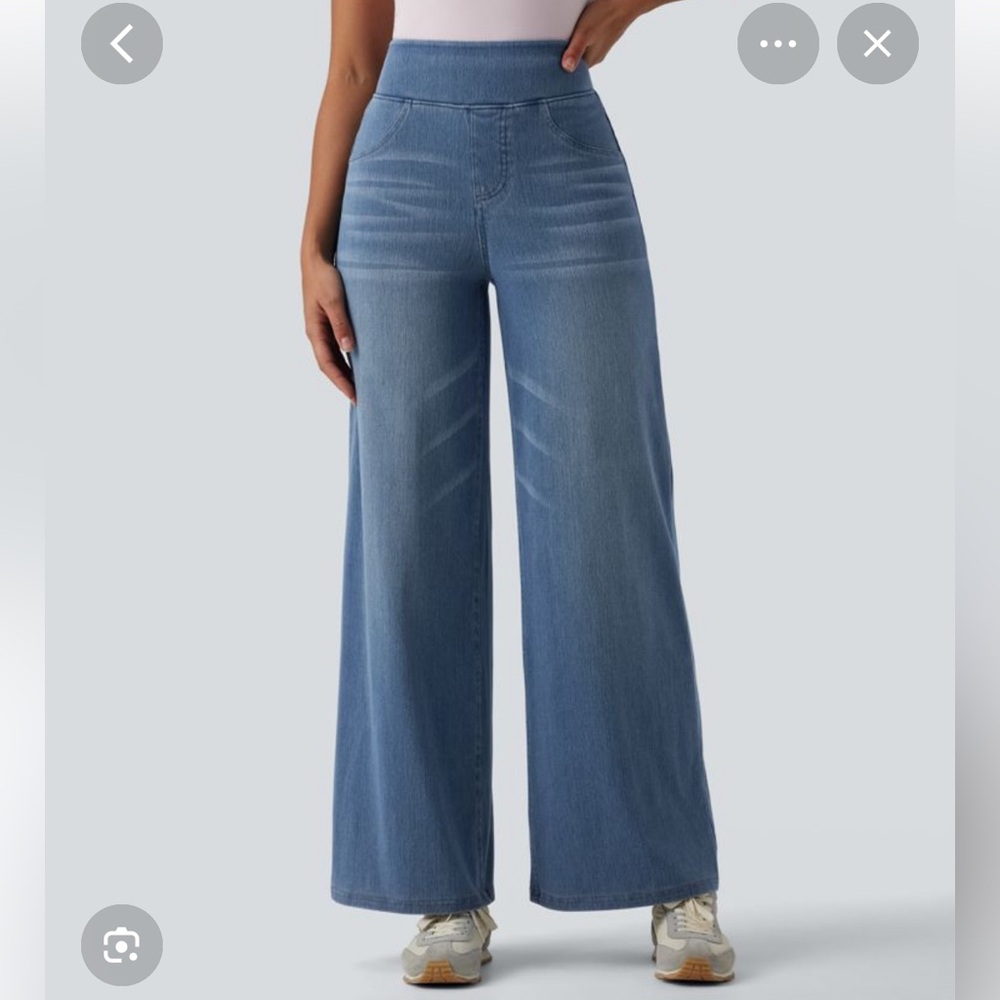 Halara Flex high waisted tummy control wide leg denim jeans